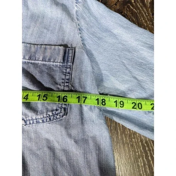 J. Jill Sz XS petite Blue Button Up Denim Shirt Dress Long Sleeve Chambray N97 - Picture 9 of 9